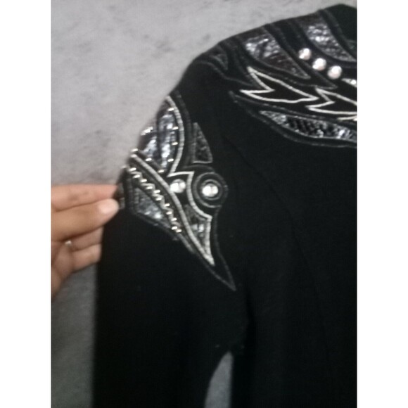 Vintage Joseph Ho Studio Beaded Black Lambswool Sweater Size Small  Stretchable - Picture 10 of 14